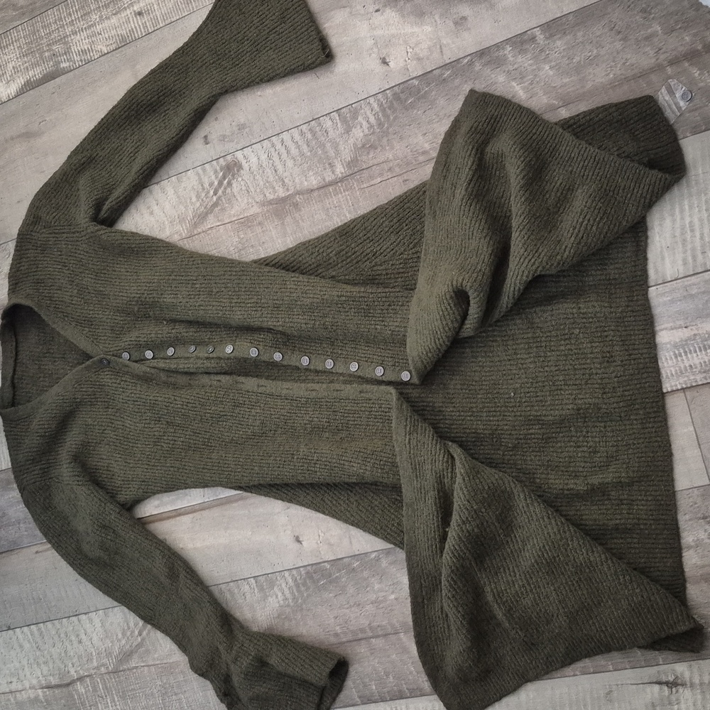Commense Knit Sweater Dress Cardigan V-Neck Breasted Split L NWT
